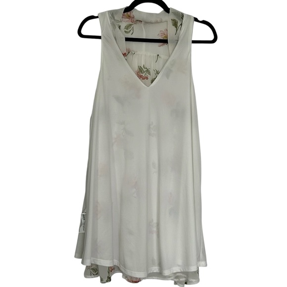 FOREVER 21 Women’s‎ Mini Babydoll Dress White Floral Chiffon Halter Tie Lined M - Picture 3 of 14